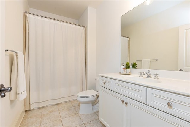 bathroom featuring vanity, toilet, and tile patterned floors