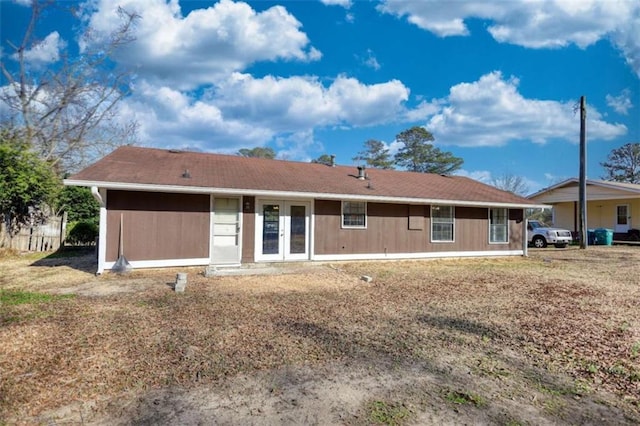 back of house with french doors