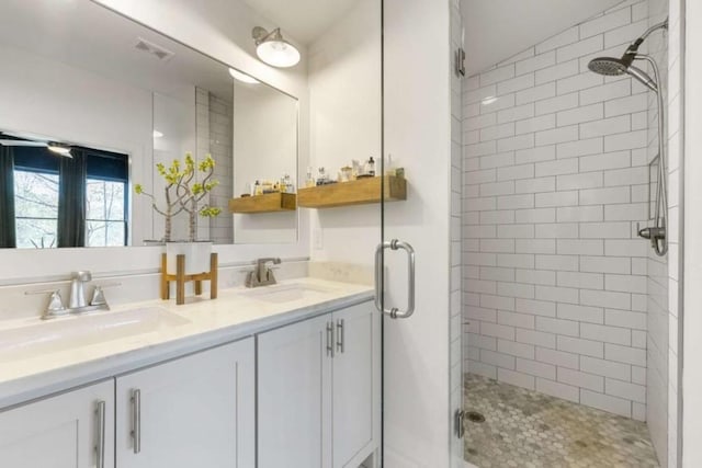 124 Nichols Branch Ln, Clayton, GA 30525 - bathroom with a stall shower and double vanity