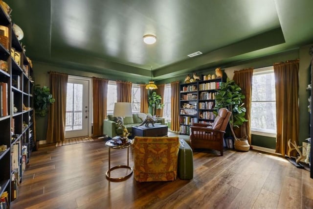 124 Nichols Branch Ln, Clayton, GA 30525 - sitting room with a tray ceiling and hardwood / wood-style floors