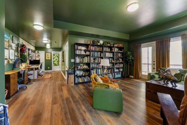 124 Nichols Branch Ln, Clayton, GA 30525 - sitting room featuring wood finished floors, baseboards, and an office area