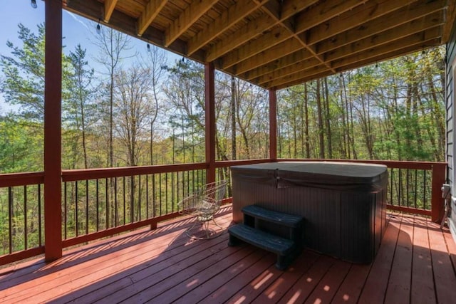 124 Nichols Branch Ln, Clayton, GA 30525 - wooden terrace with a hot tub