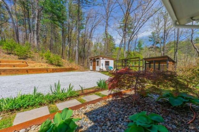 124 Nichols Branch Ln, Clayton, GA 30525 - view of yard featuring an outdoor structure and a storage shed
