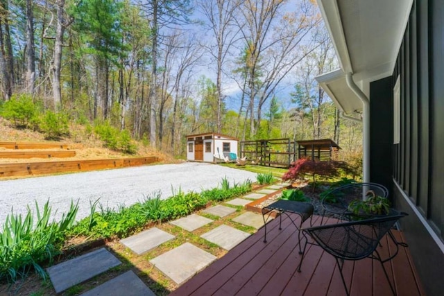 124 Nichols Branch Ln, Clayton, GA 30525 - wooden terrace featuring an outbuilding and fence