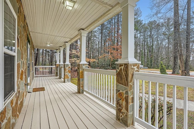 deck with a porch