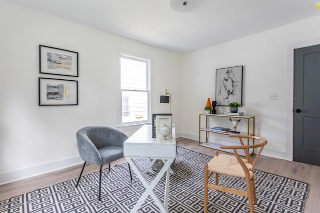 sitting room featuring light wood-type flooring