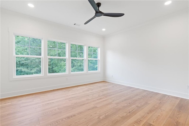 102-A S Cay Dr, Milledgeville, GA 31061 - empty room with baseboards, light wood-type flooring, recessed lighting, ceiling fan, and crown molding