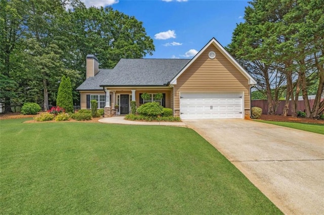 42 Hummingbird Ct, Jefferson, GA 30549 - view of front of home with driveway, a chimney, an attached garage, and roof with shingles