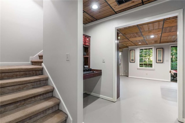 1950 Wenlok Trl NE, Marietta, GA 30066 - staircase with wooden ceiling, recessed lighting, and finished concrete floors