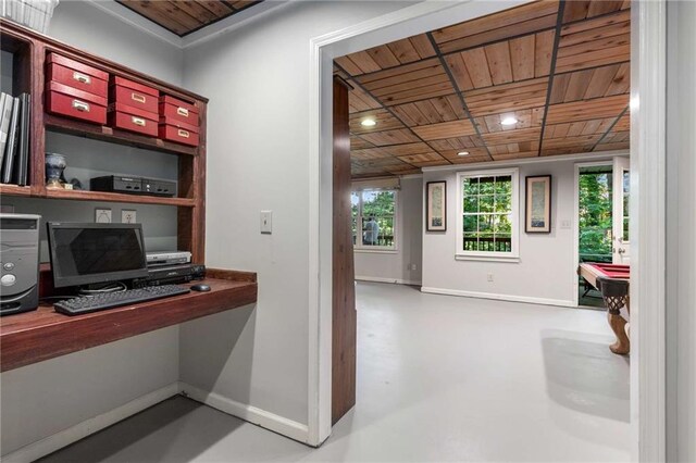 1950 Wenlok Trl NE, Marietta, GA 30066 - office space featuring wood ceiling, concrete floors, and built in desk