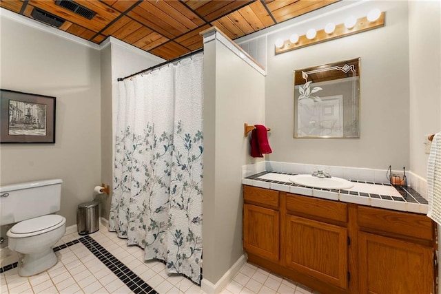 1950 Wenlok Trl NE, Marietta, GA 30066 - full bathroom featuring tile patterned floors, wooden ceiling, vanity, and curtained shower