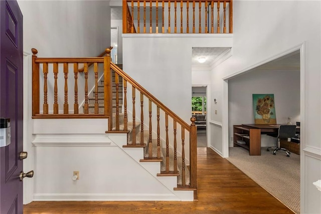 1950 Wenlok Trl NE, Marietta, GA 30066 - stairway featuring crown molding and wood finished floors