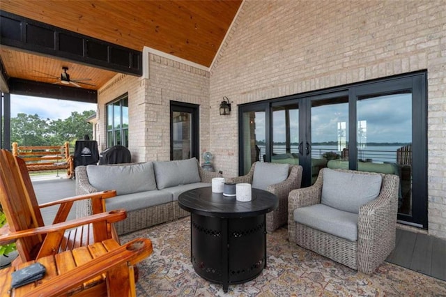 view of patio / terrace featuring outdoor lounge area and ceiling fan