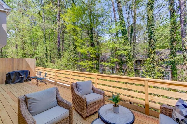1038 Huntcliff, Atlanta, GA 30350 - wooden terrace featuring outdoor lounge area and fence