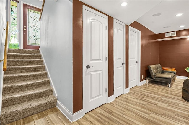 150 Victoria Sta, Woodstock, GA 30189 - sitting room featuring baseboards, light wood-style flooring, stairs, and recessed lighting