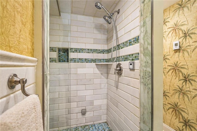 150 Victoria Sta, Woodstock, GA 30189 - bathroom with a stall shower and wallpapered walls