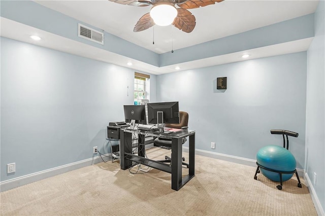 150 Victoria Sta, Woodstock, GA 30189 - carpeted office with baseboards, ceiling fan, and recessed lighting