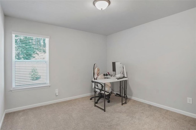 view of carpeted office space