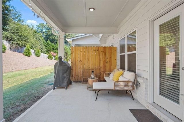 view of patio with area for grilling