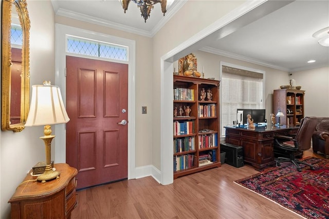 3330 Overland Dr, Roswell, GA 30075 - foyer featuring plenty of natural light, wood finished floors, crown molding, and baseboards