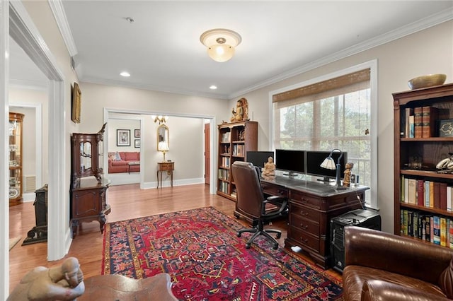 3330 Overland Dr, Roswell, GA 30075 - office space featuring wood finished floors, crown molding, baseboards, and recessed lighting