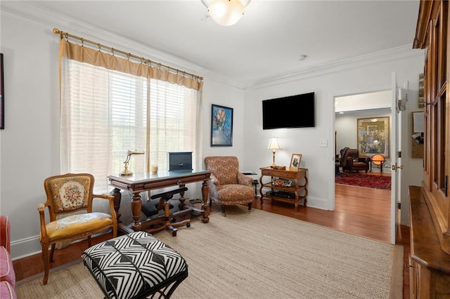 3330 Overland Dr, Roswell, GA 30075 - office featuring ornamental molding, wood finished floors, and baseboards