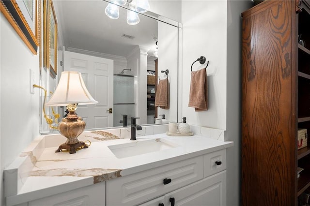 3330 Overland Dr, Roswell, GA 30075 - full bathroom featuring vanity and a shower with door