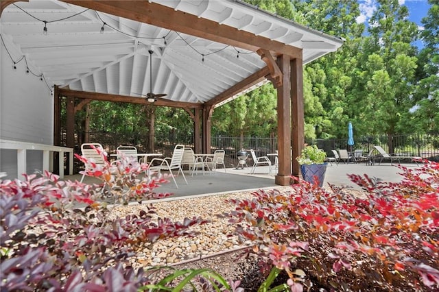 3330 Overland Dr, Roswell, GA 30075 - view of patio / terrace featuring ceiling fan and view of scattered trees