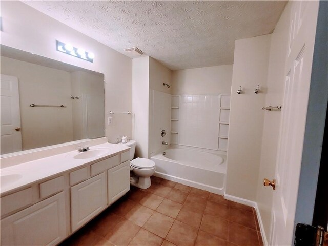 523 Lantern Wood Dr, Scottdale, GA 30079 - bathroom featuring visible vents, toilet, shower / tub combination, tile patterned floors, and a sink