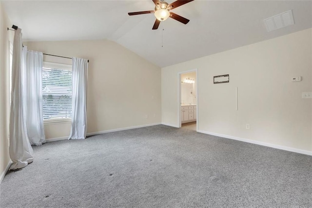 213 Roseman Way, Woodstock, GA 30188 - unfurnished room with ceiling fan, vaulted ceiling, and light carpet