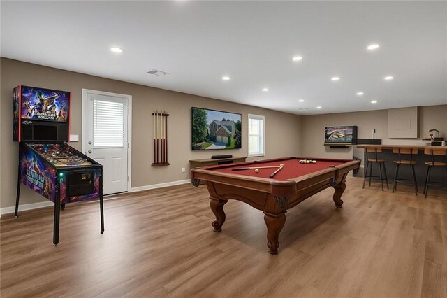 213 Roseman Way, Woodstock, GA 30188 - bar area featuring wood finished floors and recessed lighting