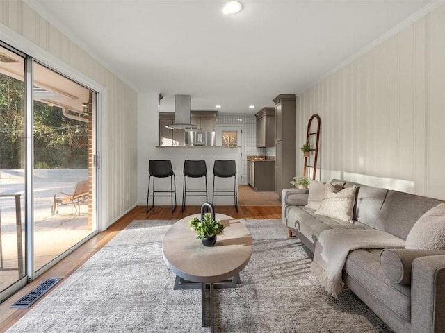 living room with hardwood / wood-style flooring