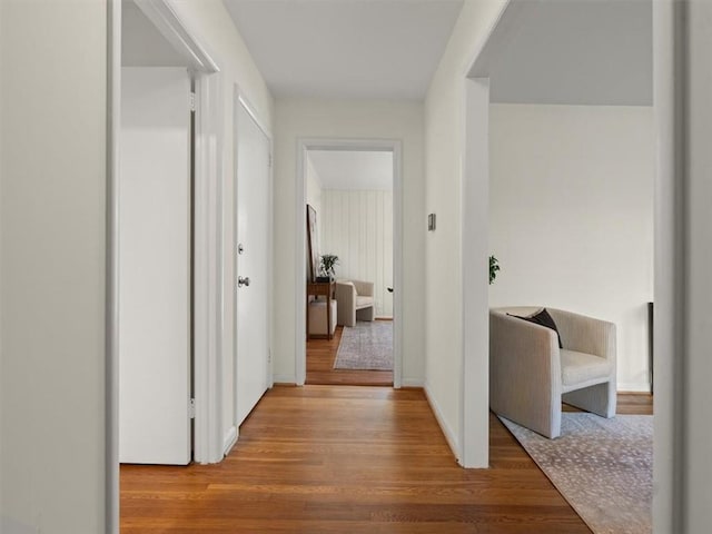 corridor featuring light wood-type flooring