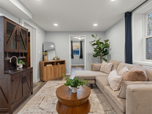 living room featuring light hardwood / wood-style floors