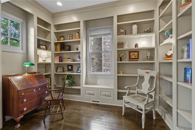 3075 Woodvale Ct, Alpharetta, GA 30022 - sitting room with dark wood-type flooring and an office area