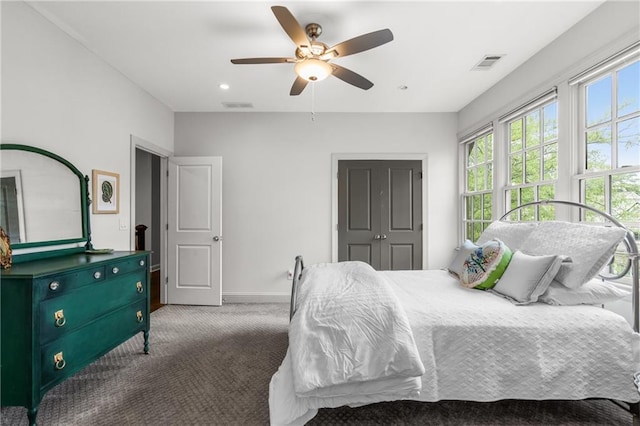 3075 Woodvale Ct, Alpharetta, GA 30022 - bedroom with carpet flooring, baseboards, and a ceiling fan