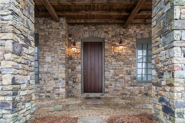 3075 Woodvale Ct, Alpharetta, GA 30022 - doorway to property with stone siding
