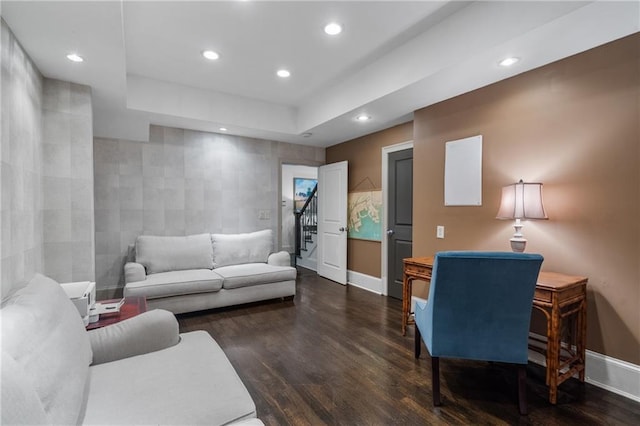 3075 Woodvale Ct, Alpharetta, GA 30022 - living room featuring wood finished floors, baseboards, stairs, and recessed lighting