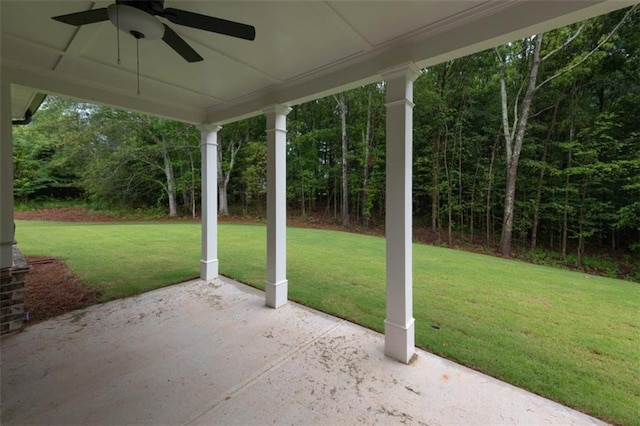 view of patio with ceiling fan