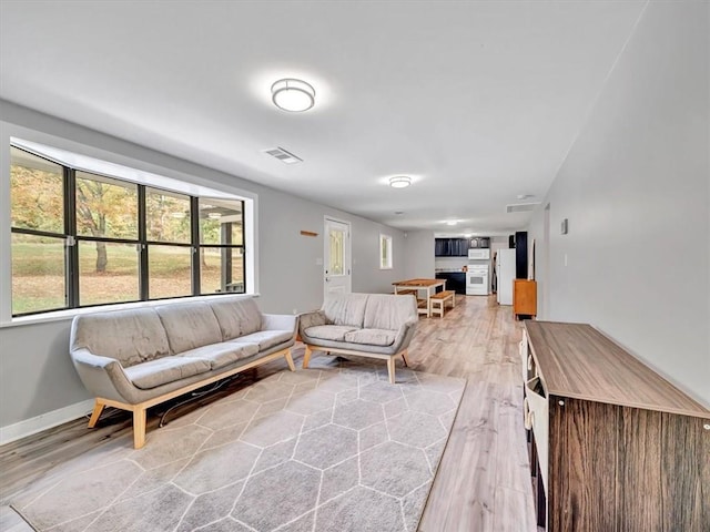 living room featuring light wood-type flooring