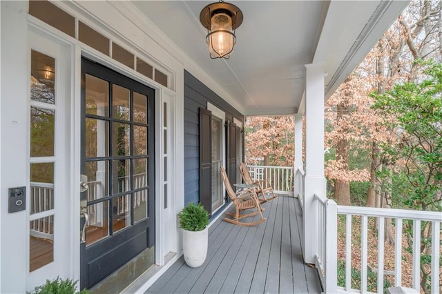 deck featuring covered porch