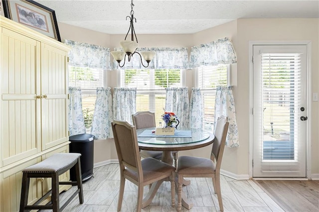 102 Autumn Brooke Trl, Dallas, GA 30157 - dining area featuring a chandelier, a textured ceiling, and baseboards