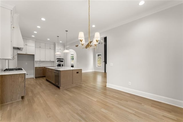 4860 Grandview Ct, Flowery Branch, GA 30542 - kitchen featuring dishwasher, a chandelier, recessed lighting, open floor plan, and black gas cooktop