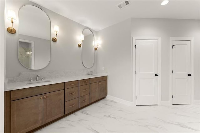 4860 Grandview Ct, Flowery Branch, GA 30542 - full bathroom featuring marble look tile flooring and double vanity