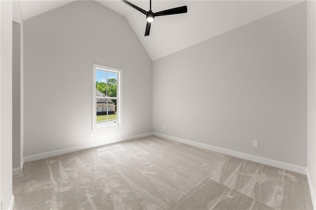 4860 Grandview Ct, Flowery Branch, GA 30542 - spare room featuring ceiling fan, carpet floors, and high vaulted ceiling