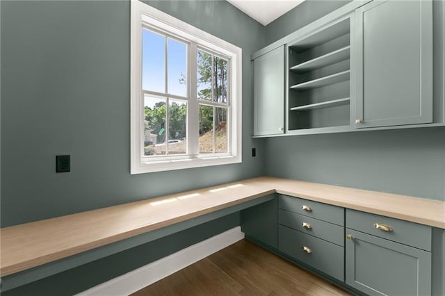 4860 Grandview Ct, Flowery Branch, GA 30542 - unfurnished office with built in desk and dark wood finished floors