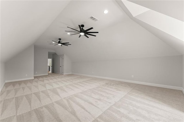 4860 Grandview Ct, Flowery Branch, GA 30542 - bonus room with light colored carpet, vaulted ceiling, ceiling fan, and recessed lighting
