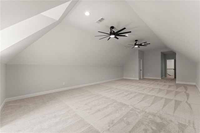 4860 Grandview Ct, Flowery Branch, GA 30542 - bonus room featuring light colored carpet, lofted ceiling, a ceiling fan, and recessed lighting