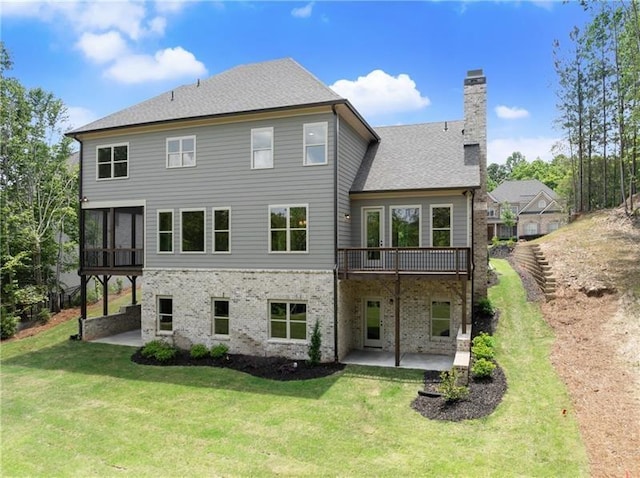 4860 Grandview Ct, Flowery Branch, GA 30542 - rear view of property featuring a patio area, a chimney, and a yard
