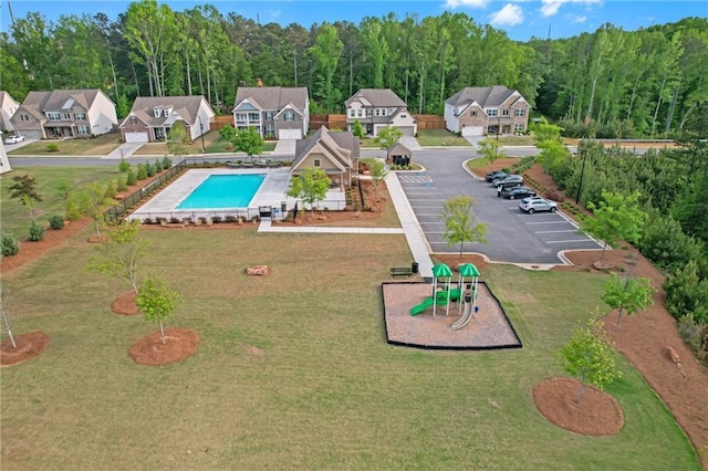 aerial view featuring a residential view